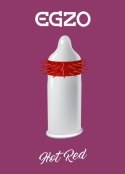 Prezerwatywy z fakturą wypustkami egzo hot red
