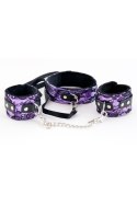 Wiązania-MARCUS 716013 Set collar with hand cuffs metal chain tracery purple bdsm Valentine day