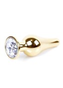 Stalowy korek analny złoty metalowy kryształ 9cm