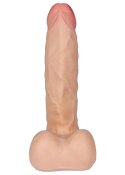 Dildo penis z rotacją i przyssawką jądrami 23cm