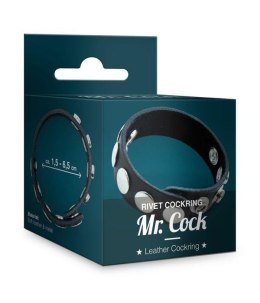 Pierścień na penisa Mr. Cock Rivet Leather black