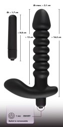Dildo korek analny czarny prążkowany 17 cm