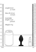 Czarny korek analny zatyczka plug z diamentem 8 cm
