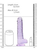 Duże fioletowe dildo z przyssawką i jądrami 21cm