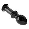 Czarny szklany korek analny opływową główką 11,5cm