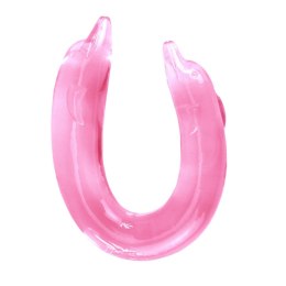 Podwójne różowe dildo z końcówką delfina 30,5 cm