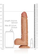 Duży żylasty penis dildo przyssawka silikon 25 cm