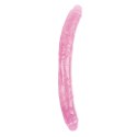 Różowe podwójne żylaste dildo sex lesbijski 46 cm